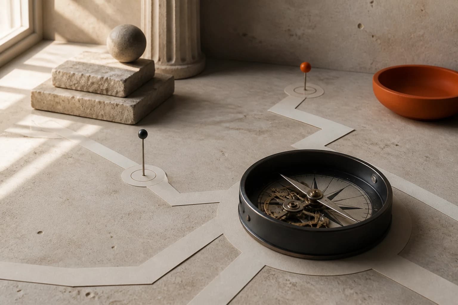 A mechanical compass operates correctly over a route that has already moved