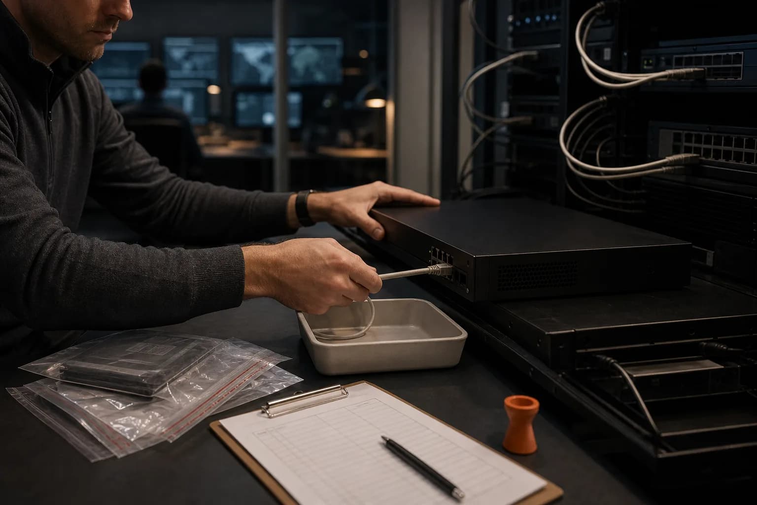 Specialist isolates a generic network appliance and preserves material for analysis