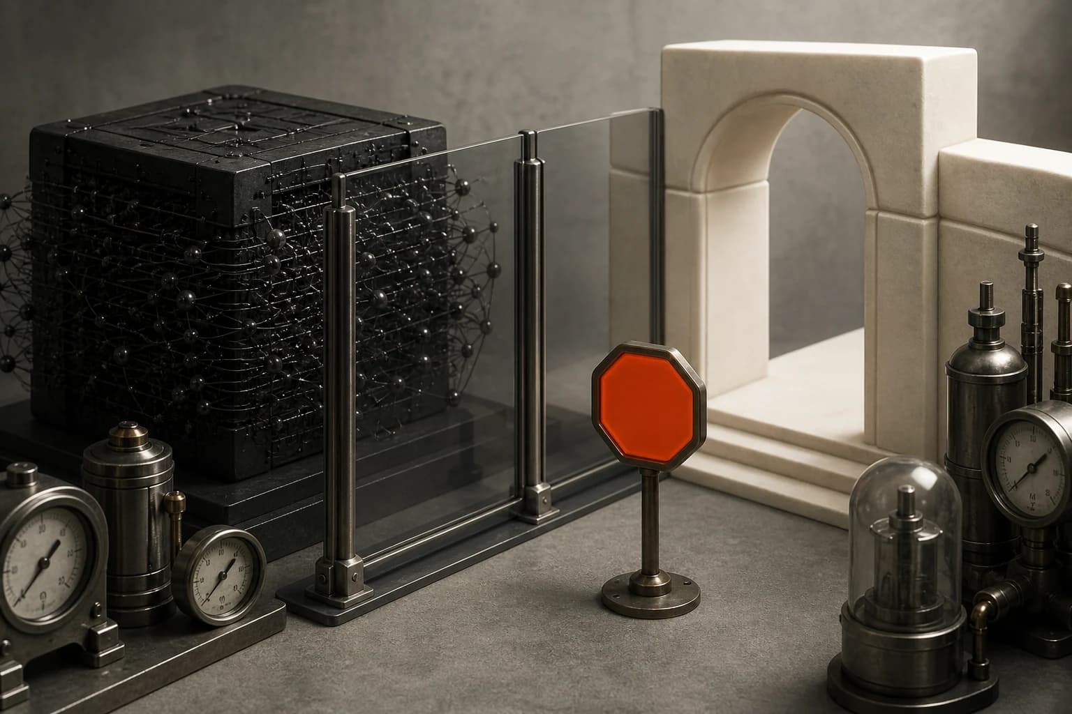 Composição editorial conceptual sobre openai abranda astra perante sinal cyber crítico — compradores também precisam de um stop gate